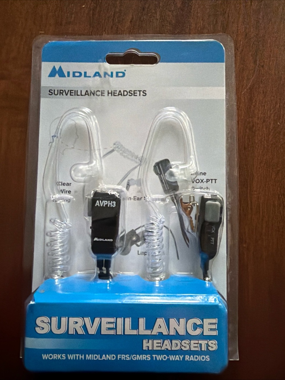 Midland AVPH3 Surveillance Headset FRS GMRS Two-Way Radio Mic Orig Equipment Q